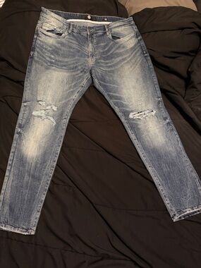 Jordan Craig Men's Light Blue Distressed Slim Jeans